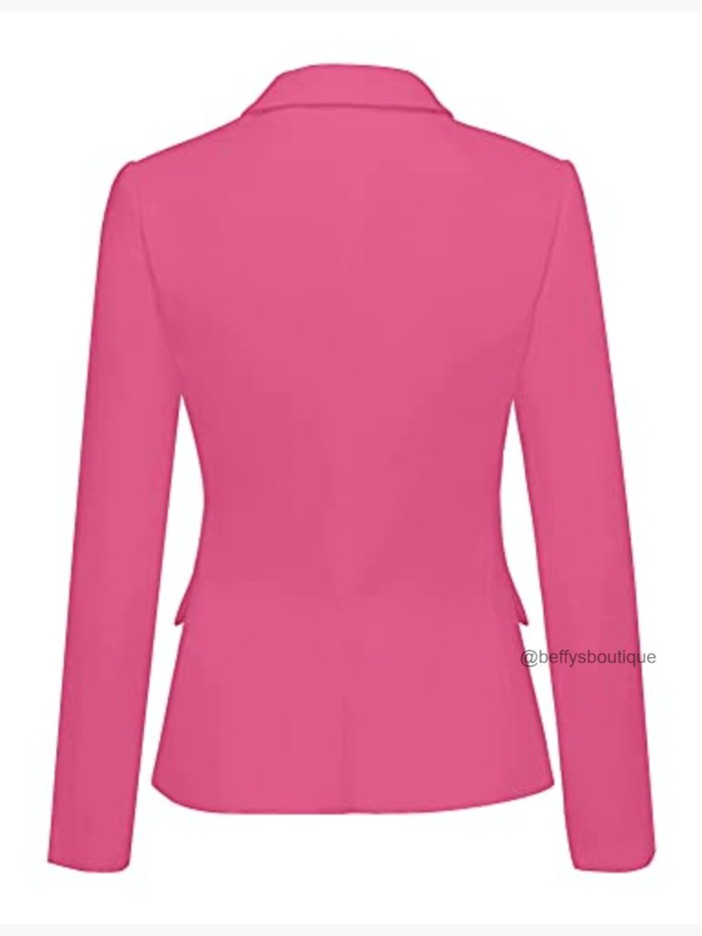 Notched Lapel Blazer Suit Jacket Office Work Pockets Padded Shoulder Back Slit - Picture 2 of 7